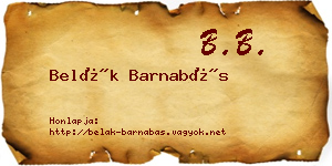 Belák Barnabás névjegykártya