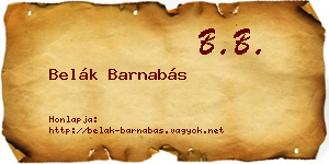 Belák Barnabás névjegykártya